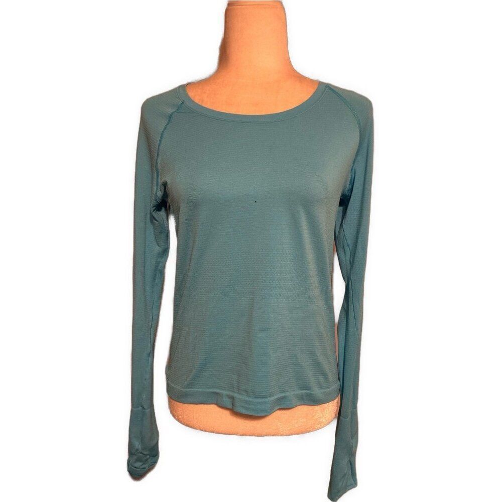 lululemon womens solid Sky Blue long sleeve t shirt Athletic 8 Medium
